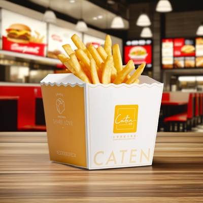 Hộp giấy dùng một lần với ruy băng để đóng gói bánh hamburger
